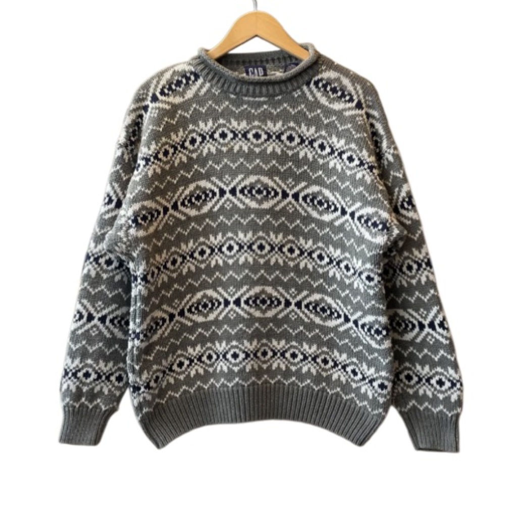 Vintage Unisex 90s GAP Fair Isle Heavy Cotton Crewneck Sweater